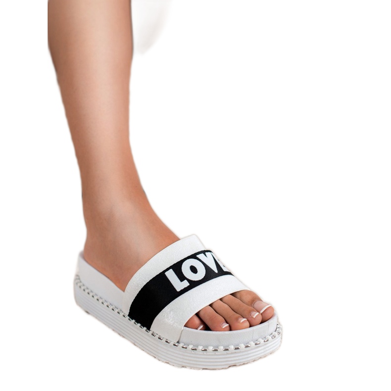 Erynn Zapatillas de gamuza Love blanco 2