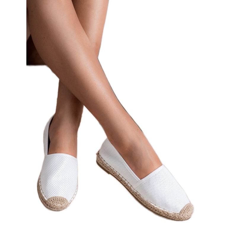 Ideal Shoes Zapatos sin cordones de gamuza blanco 2