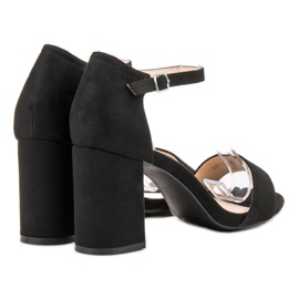 Diamantique Sandalias de gamuza elegantes negro 4