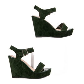 Vinceza Sandalias de gamuza verde 4