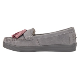 Filippo Mocasines de piel con flecos gris 4