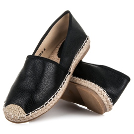 Tina&Co Alpargatas sin cordones con cuero ecológico negro 3