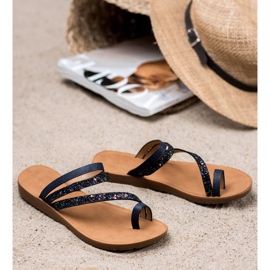 Vinceza Chanclas con purpurina negro 2