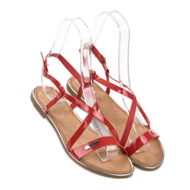 Anesia Paris Sandalias planas lacadas rojo 2