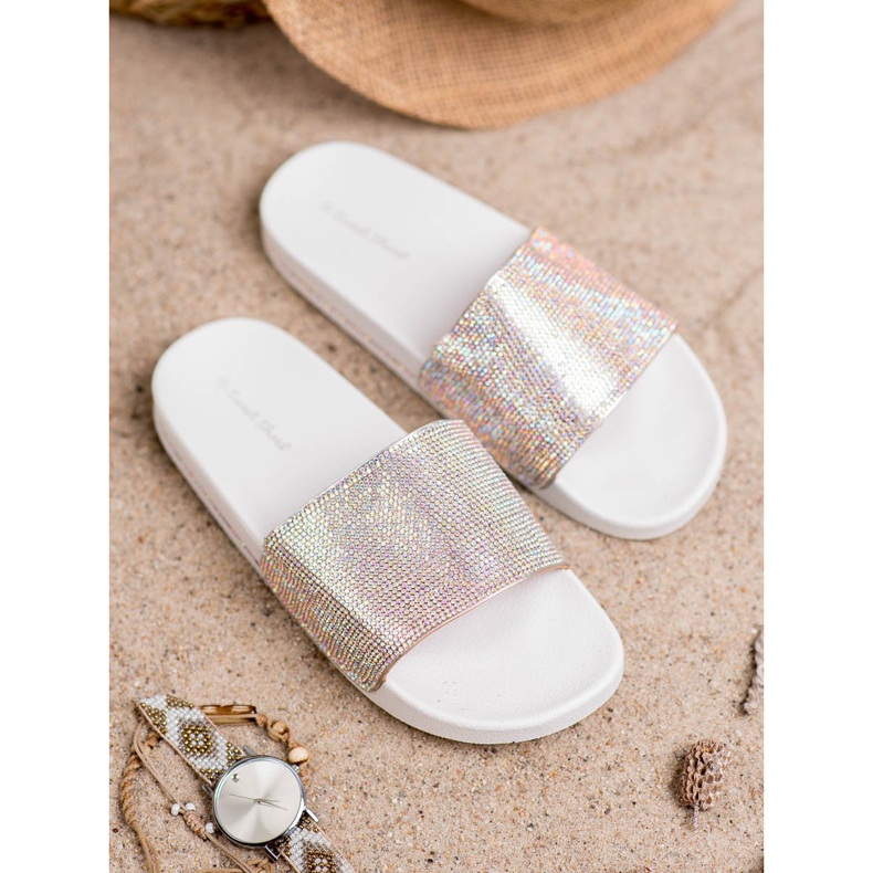 Sweet Shoes Pantuflas con Cristales blanco gris 2