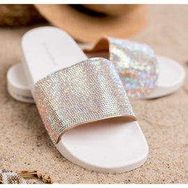 Sweet Shoes Pantuflas con Cristales blanco gris 1