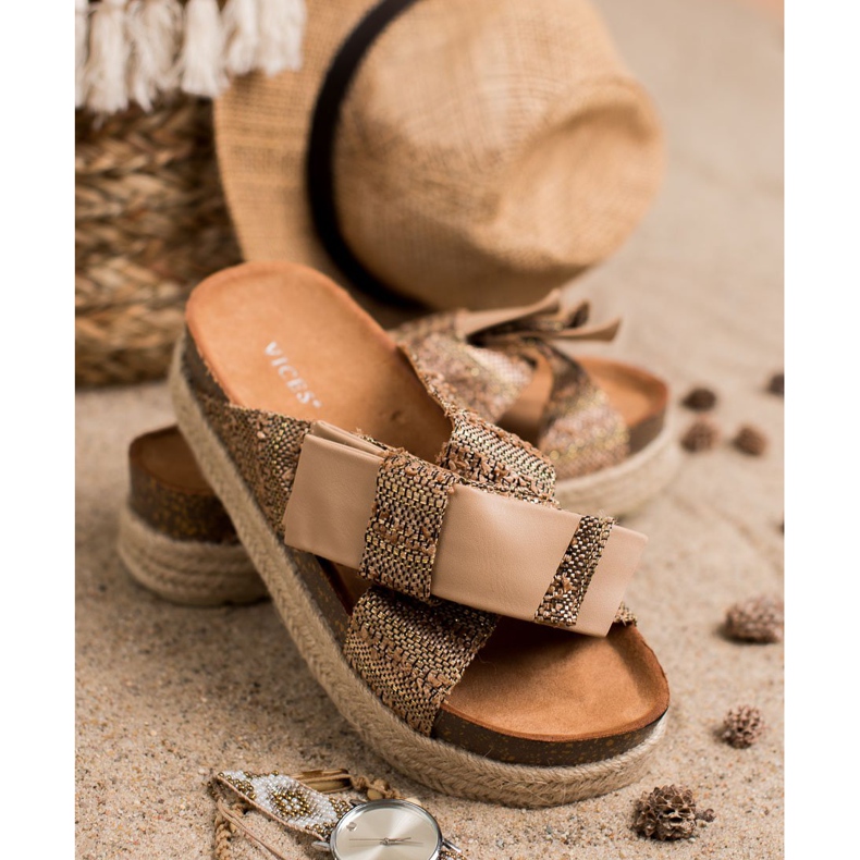 Vices Pantuflas Textiles En La Plataforma marrón 2