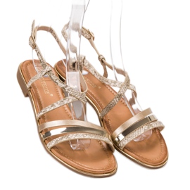 Bestelle Sandalias planas con estampado de serpiente amarillo 1