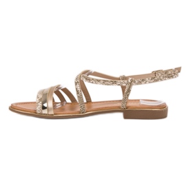 Bestelle Sandalias planas con estampado de serpiente amarillo 2