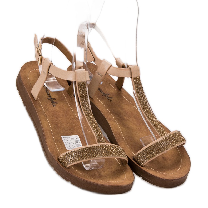 Forever Folie Sandalias Con Circonita marrón 1