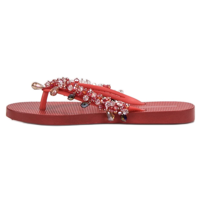 SHELOVET Chanclas de goma con adornos rojo 1
