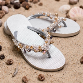 SHELOVET Chanclas de goma con adornos gris 3