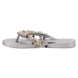 SHELOVET Chanclas de goma con adornos gris 1