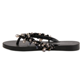 SHELOVET Chanclas de goma con adornos negro 1