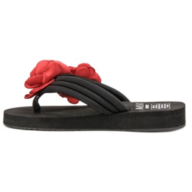 SHELOVET Chanclas ligeras con flores negro 2