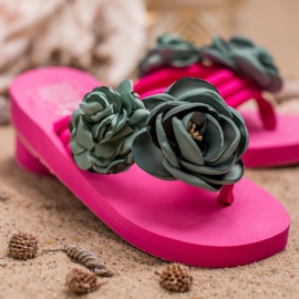 SHELOVET Chanclas ligeras con flores rosado 3