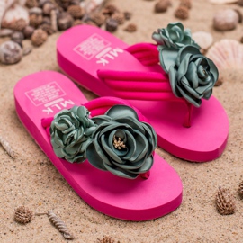 SHELOVET Chanclas ligeras con flores rosado 4