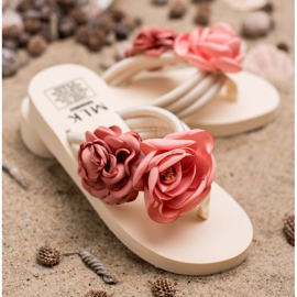 SHELOVET Chanclas ligeras con flores marrón 3