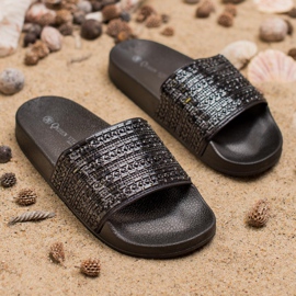 Queen Vivi Pantuflas con Cristales negro 4