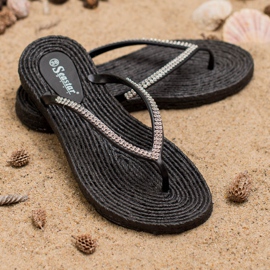 Seastar Chanclas Con Circonita Cúbica negro 1