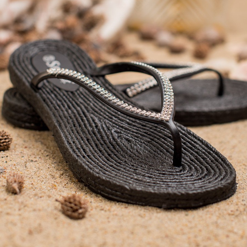 Seastar Chanclas Con Circonita Cúbica negro 2 Seastar Chanclas Con Circonita Cúbica negro 2