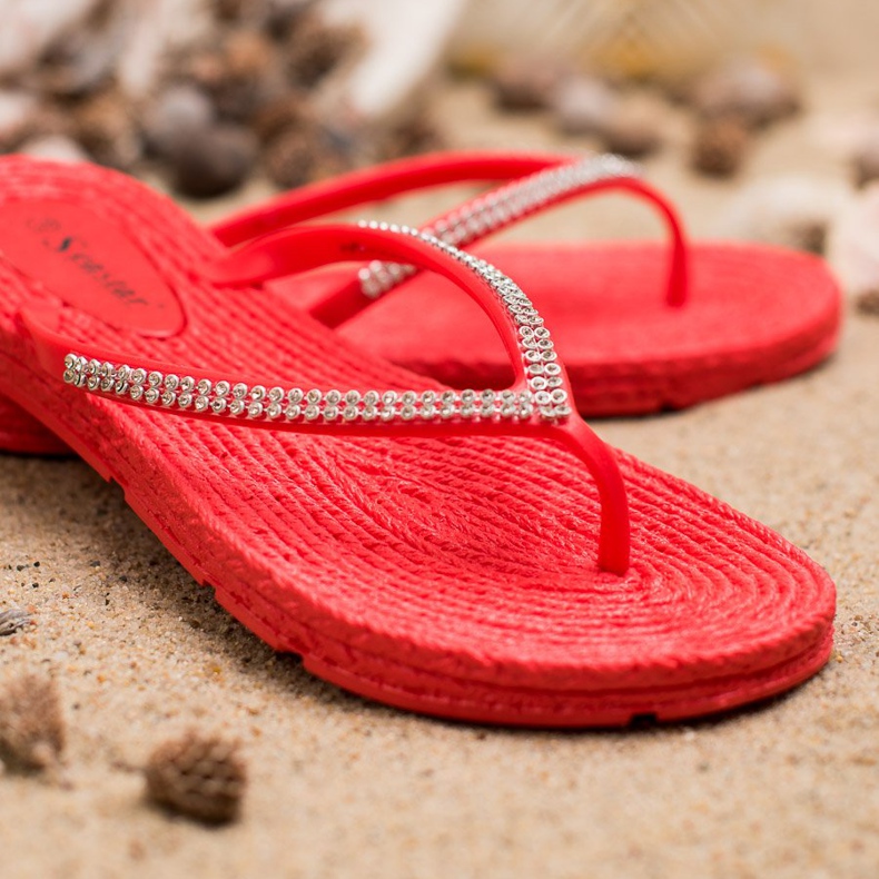 Seastar Chanclas Con Circonita Cúbica rojo 1 Seastar Chanclas Con Circonita Cúbica rojo 1