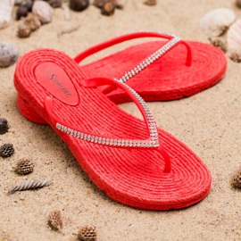 Seastar Chanclas Con Circonita Cúbica rojo 2 Seastar Chanclas Con Circonita Cúbica rojo 2