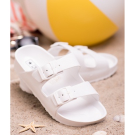 SHELOVET Pantuflas Ligeras Con Hebilla blanco 4