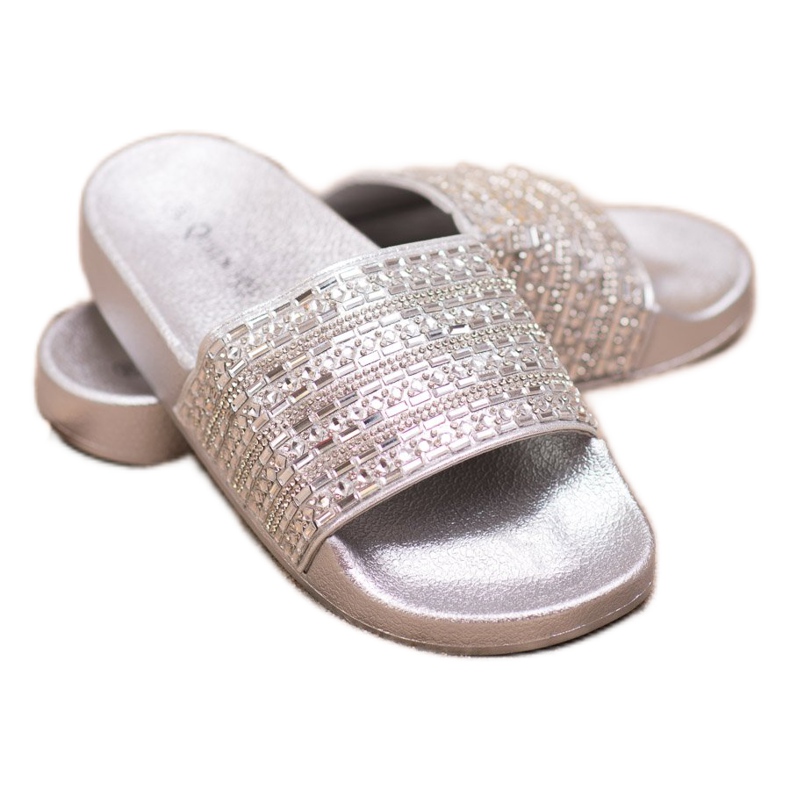 Queen Vivi Pantuflas con Cristales gris 2 Queen Vivi Pantuflas con Cristales gris 2
