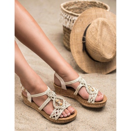 SHELOVET Sandalias trenzadas boho marrón 3
