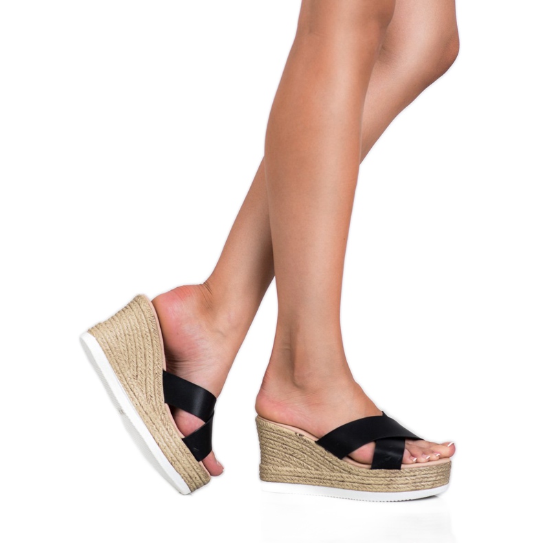 Bello Star Sandalias de cuña negro 2