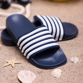 SHELOVET Pantuflas Deportivas Rayas azul 5