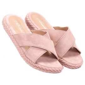 SHELOVET Zapatillas de gamuza rosado 3