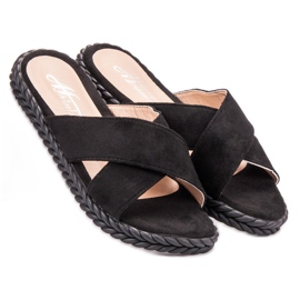 SHELOVET Zapatillas de gamuza negro 2