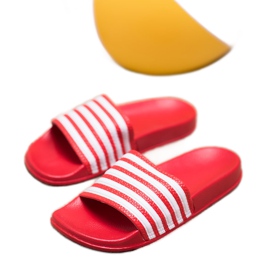 SHELOVET Pantuflas Deportivas Rayas rojo 4