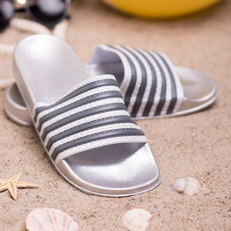 SHELOVET Pantuflas Deportivas Rayas gris 2