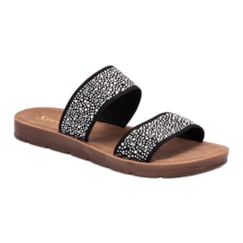 Seastar Pantuflas Con Circonita Cúbica negro 3