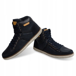 Deportivas Altas Piel Natural XF117 Azul Marino 1