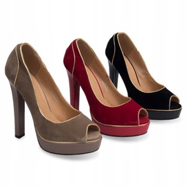 Tacones Abiertos Clásicos En Plataforma 805 Beige 3