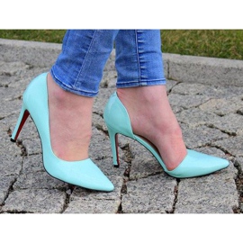 Tacones Elegantes Lacados A899 Azul 2