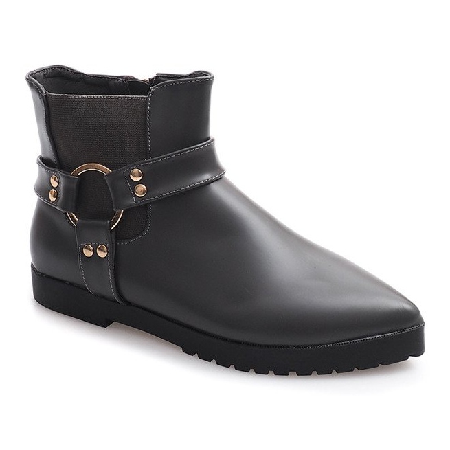 Botas Cálidas Elegantes Con Hebilla HW14 Gris 2 Botas Cálidas Elegantes Con Hebilla HW14 Gris 2