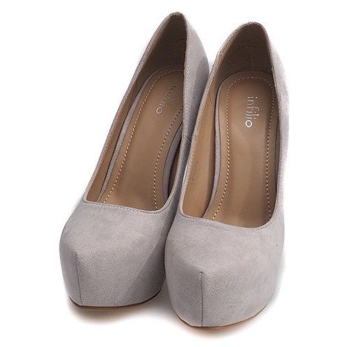 Tacones de ante en la plataforma gris LE107A 1