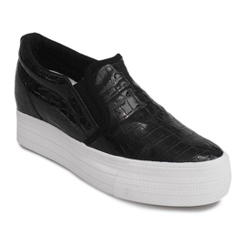 Zapatillas Lacadas Con Cuña KB-125 Negro 2