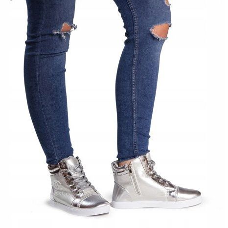 Deportivas Zapatillas altas R17 Plata gris 2