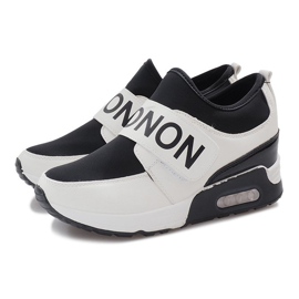 Zapatillas deportivas blancas en la cuña Monon blanco negro 3
