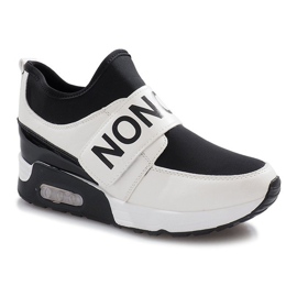 Zapatillas deportivas blancas en la cuña Monon blanco negro 1