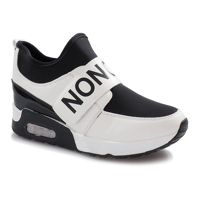 Zapatillas deportivas blancas en la cuña Monon blanco negro 1 Zapatillas deportivas blancas en la cuña Monon blanco negro 1