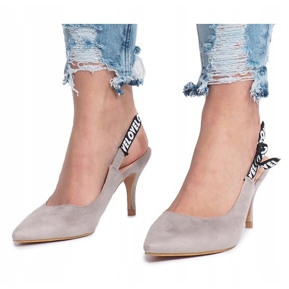 Sandalias de tacón grises de Love Paris 1