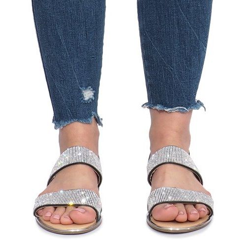 Sandalias planas negras con diamantes Indulge negro 1