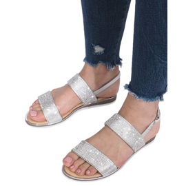 Sandalias planas plateadas con diamantes Indulge gris 6